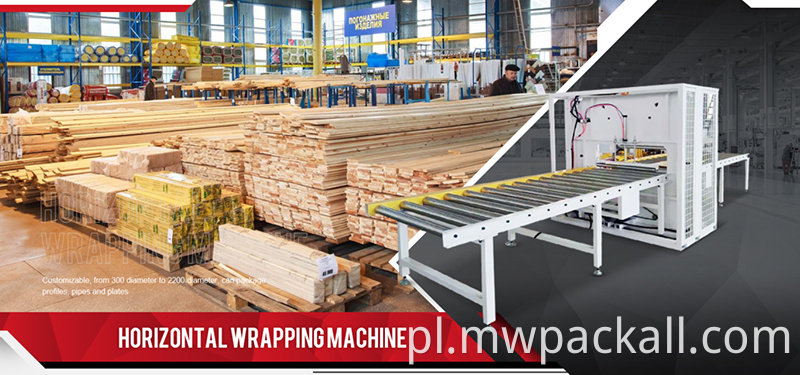 Pozioma owijarka pozioma orbitalna maszyna pakująca z rozciągliwymi drzwiami do drewna